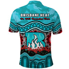 Brisbane Heat Cricket ANZAC Polo Shirt Poppy Aboriginal Camouflage LT14