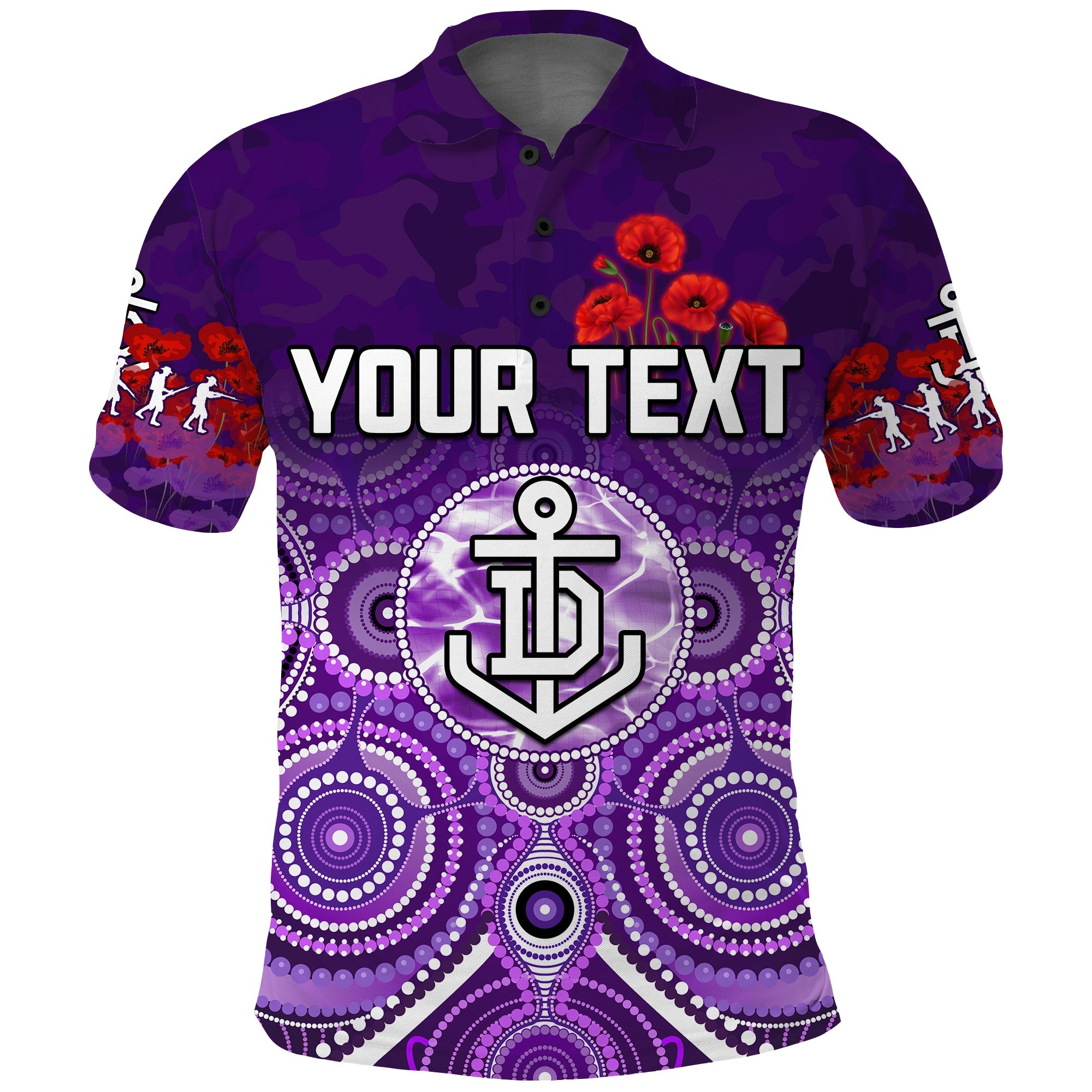 custom-personalised-dockers-anzac-2022-polo-shirt-fremantle-football-aboriginal-poppy-flowers