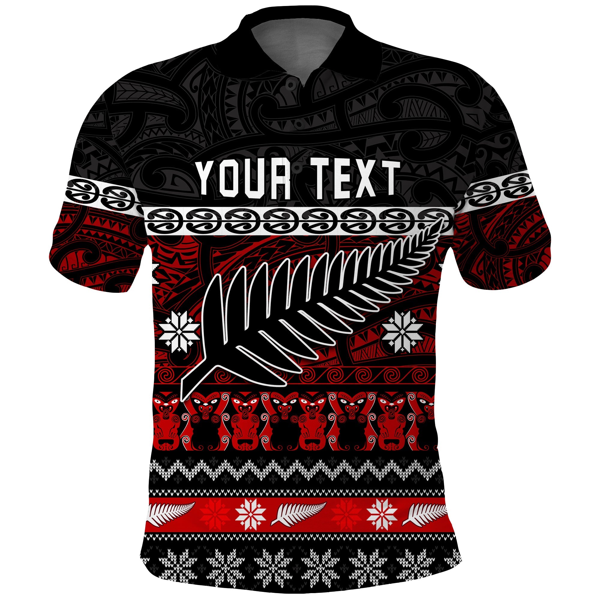 custom-personalised-new-zealand-silver-fern-christmas-polo-shirt-maori-meri-kirihimete
