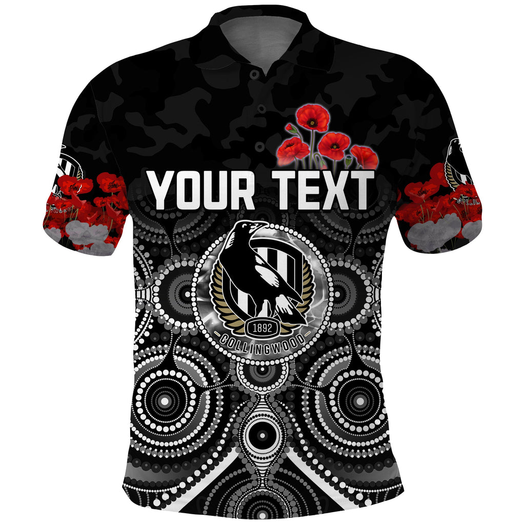 custom-personalised-magpies-anzac-2022-polo-shirt-collingwood-football-aboriginal-poppy-flowers