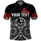 custom-personalised-magpies-anzac-2022-polo-shirt-collingwood-football-aboriginal-poppy-flowers