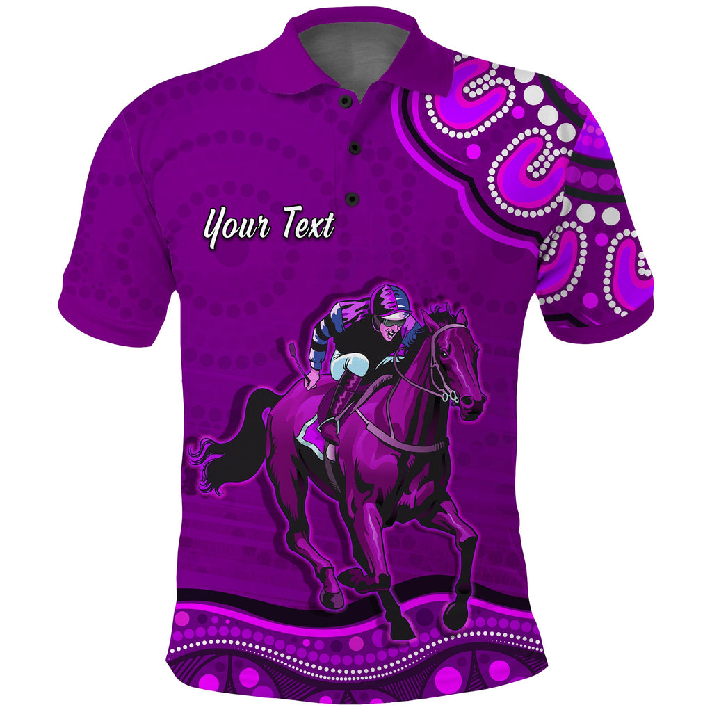 custom-personalised-launceston-cup-2022-polo-shirt-australia-aboriginal-purple-horse-lovers