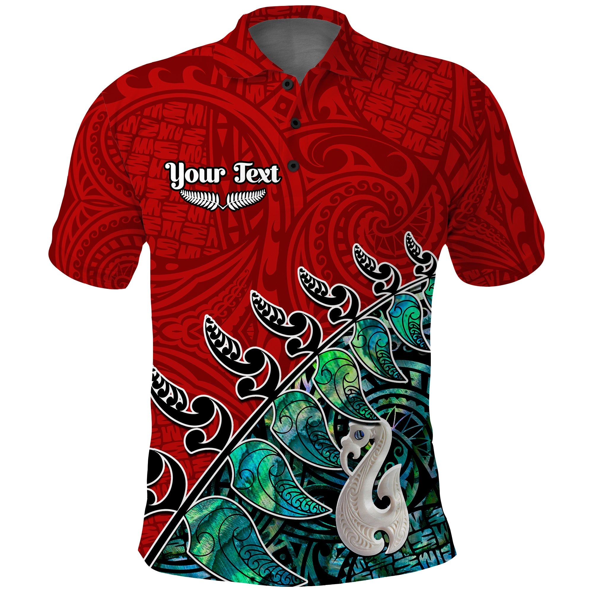 custom-personalised-new-zealand-maori-polo-shirt-fern-and-manaia-version-red