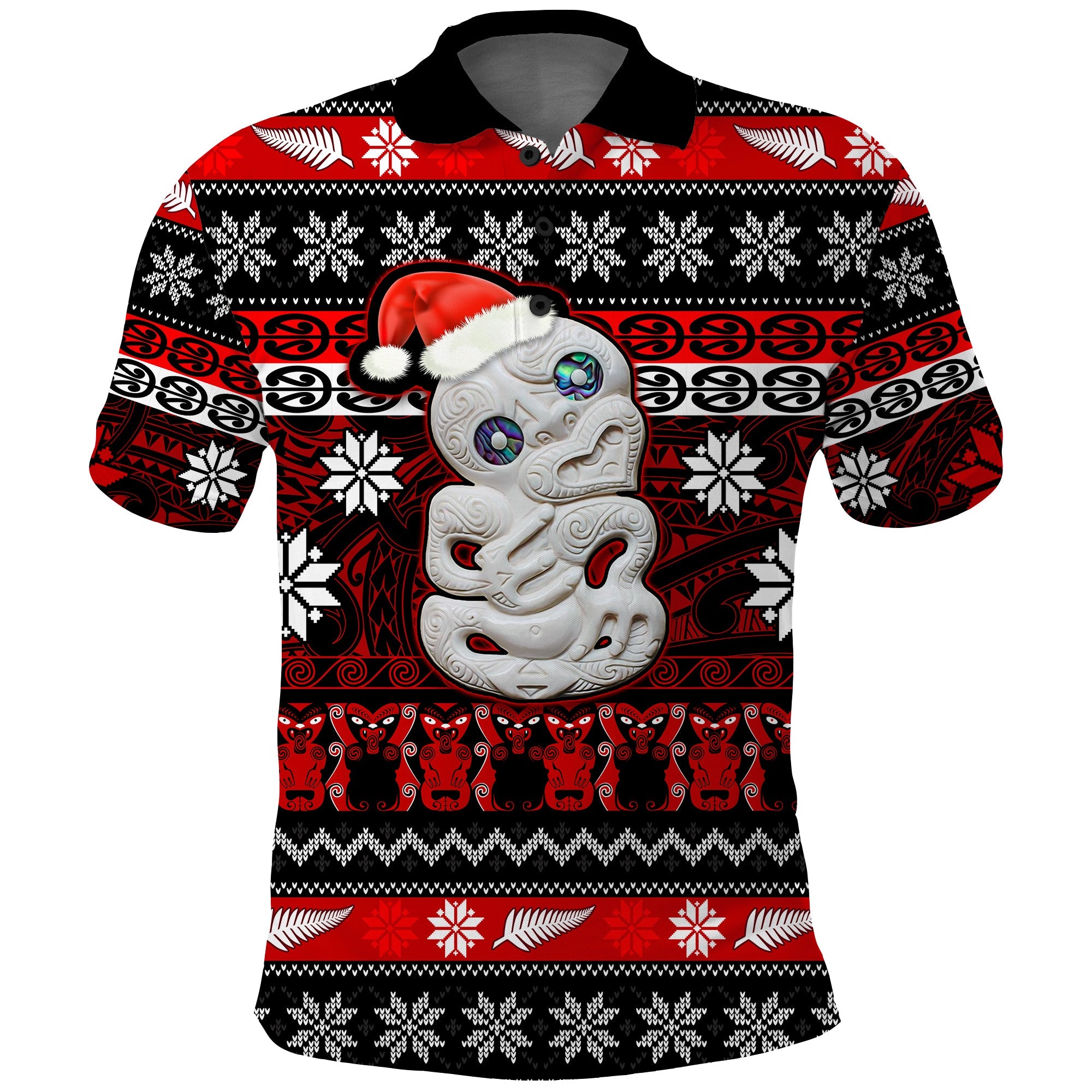 custom-personalised-new-zealand-hei-tiki-christmas-polo-shirt-maori-meri-kirihimete