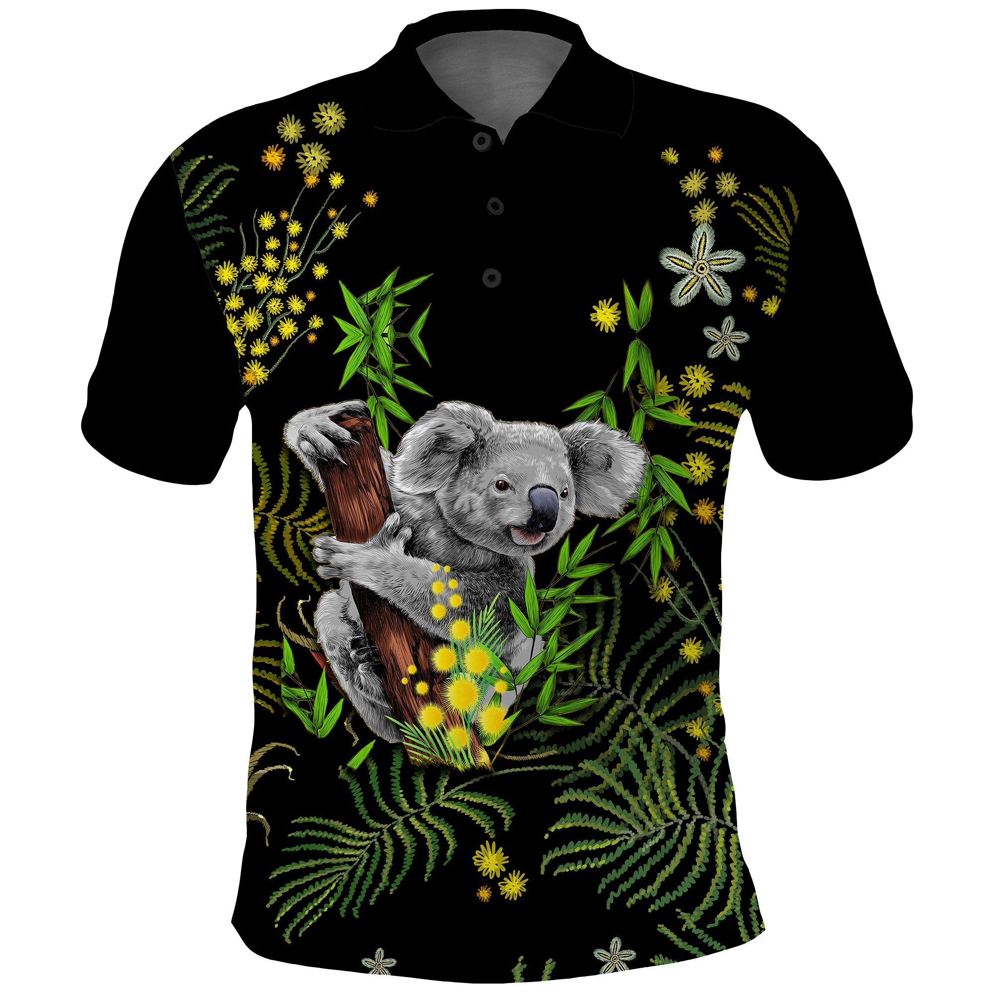 custom-personalised-golden-wattle-polo-shirt-koala-australia-acacia-pycnantha-version-simple