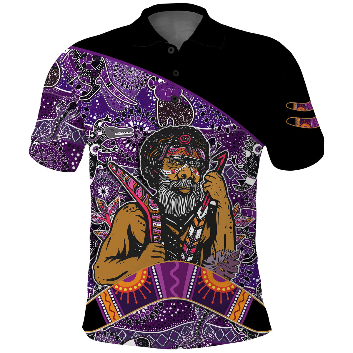 australian-boomerang-polo-shirt-indigenous-australia-purple-graceful
