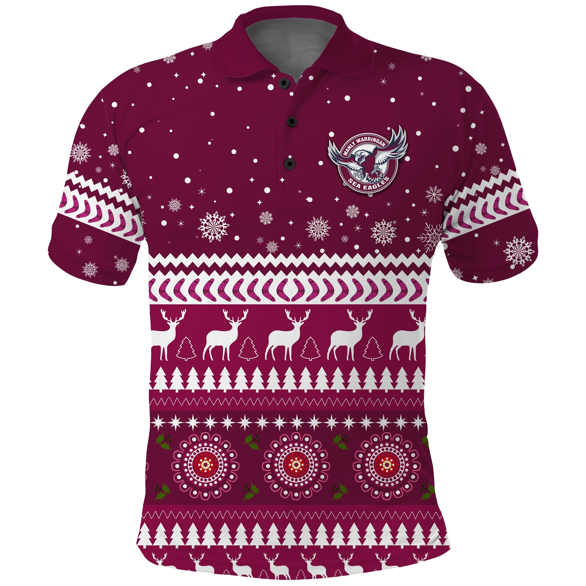 custom-personalised-sea-eagles-christmas-polo-shirt-manly-warringah