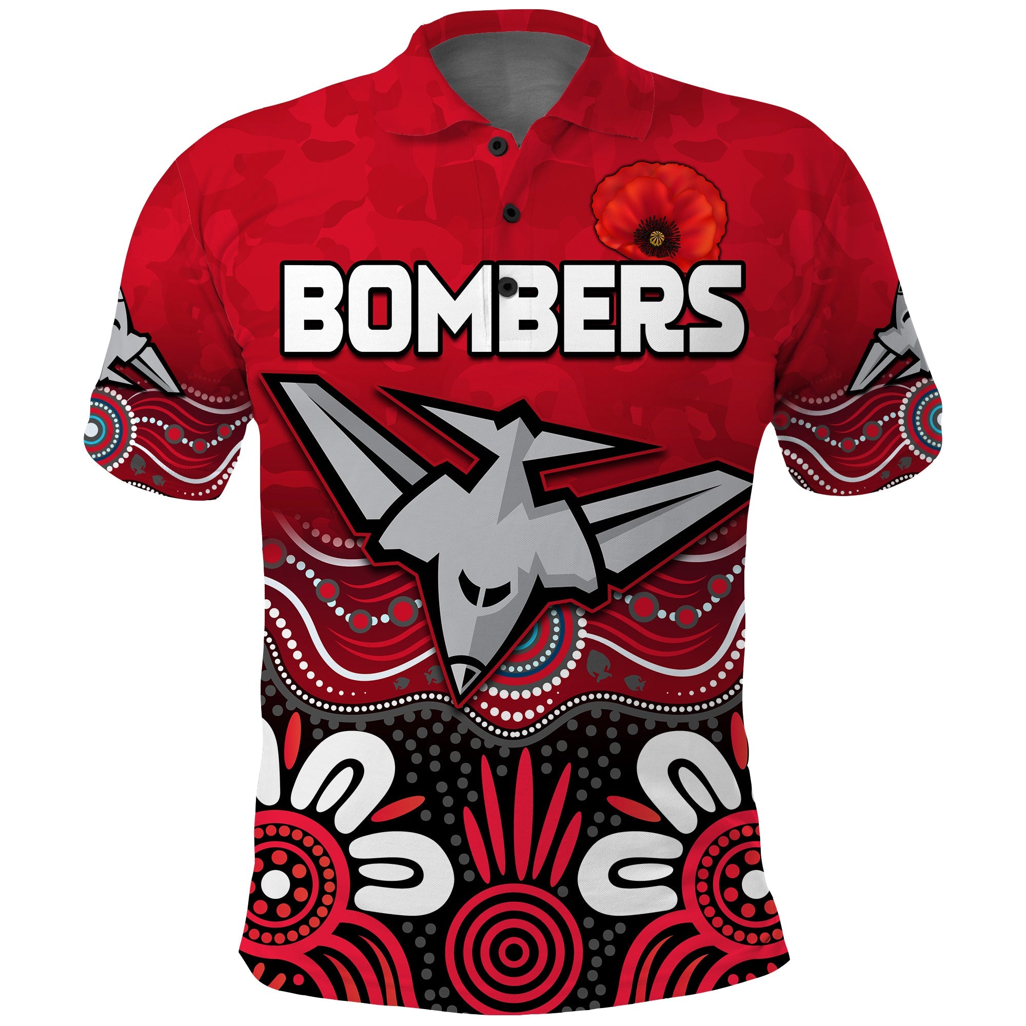 custom-text-and-number-bombers-anzac-2022-polo-shirt-essendon-football-aboriginal-remember-them