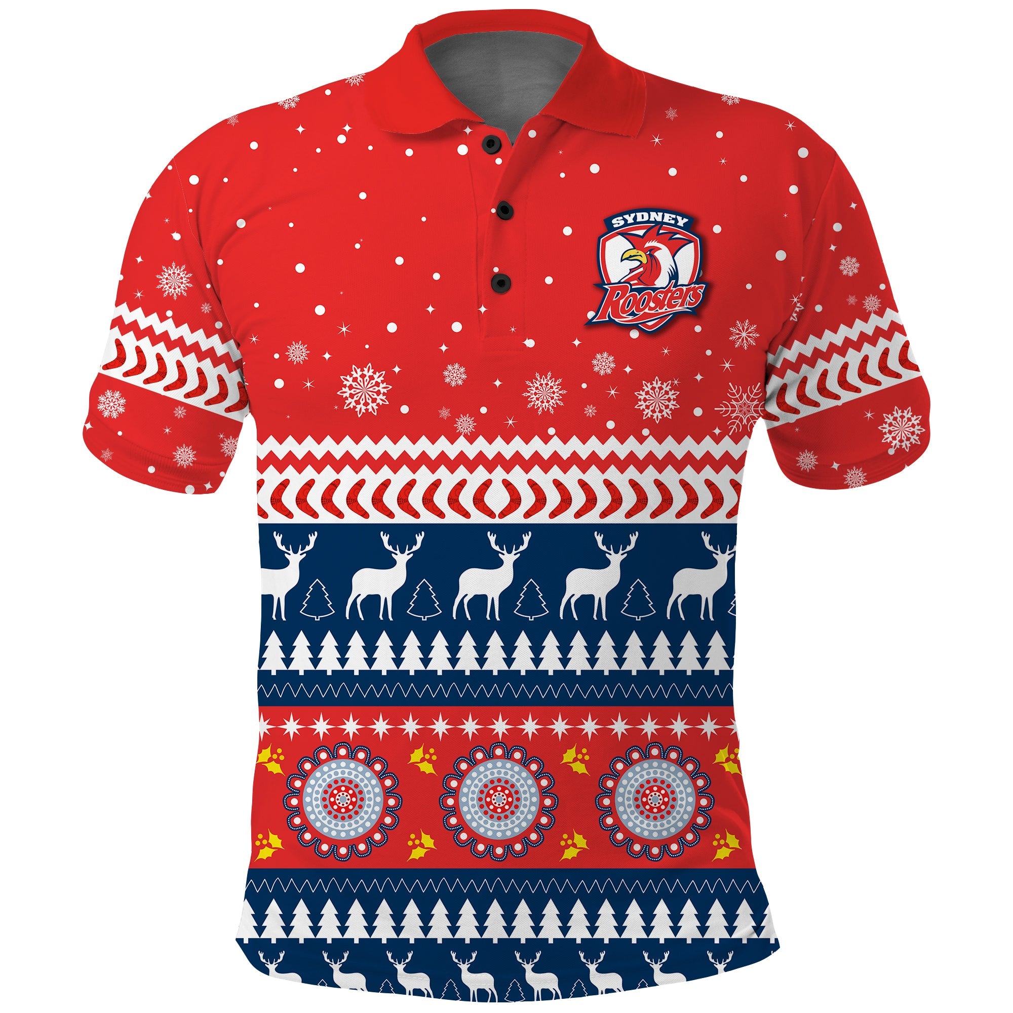 custom-personalised-roosters-polo-shirt-merry-christmas-sydney