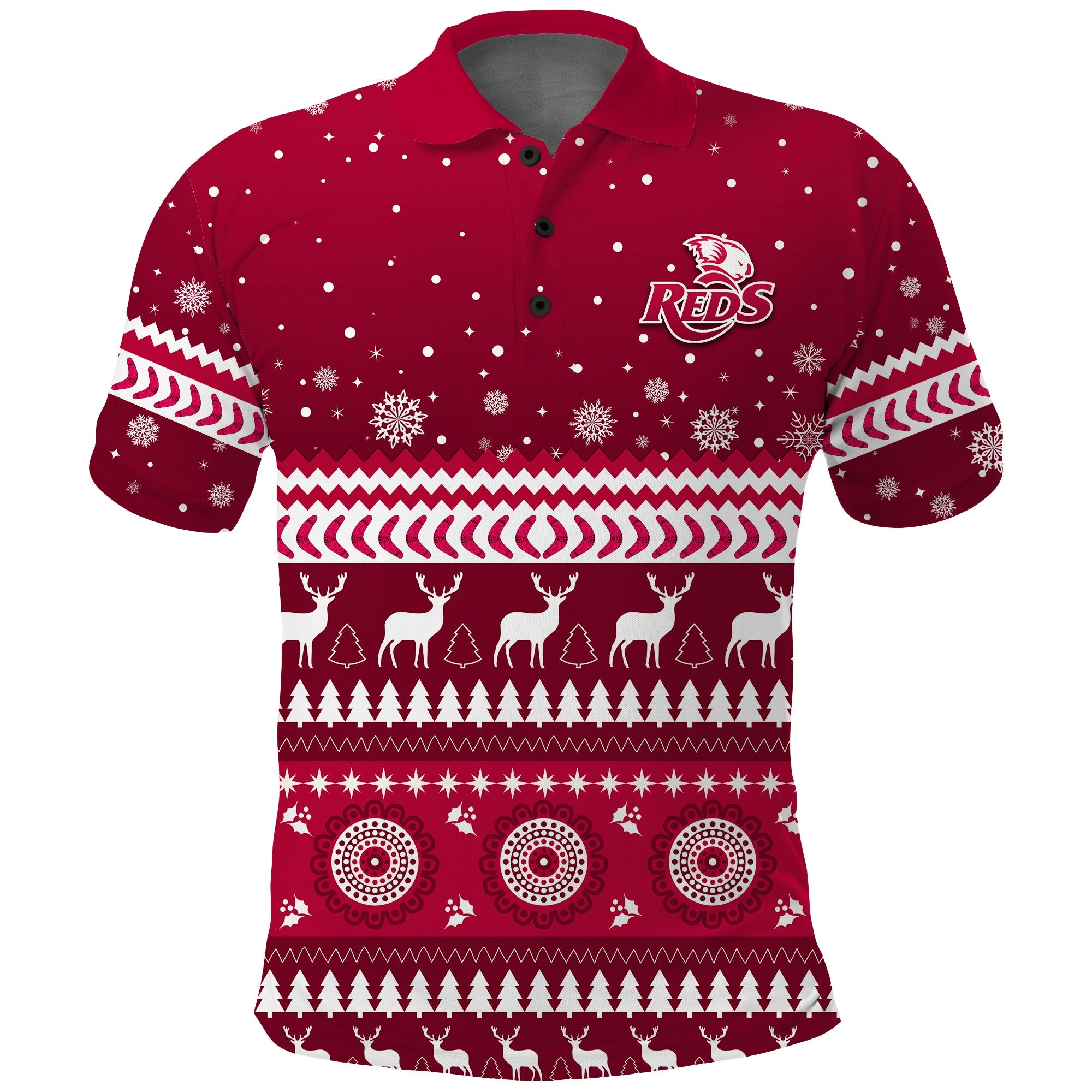 custom-personalised-reds-christmas-polo-shirt-queensland-rugby-indigenous