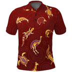 custom-personalised-aboriginal-art-polo-shirt-animals-australia-version-maroon