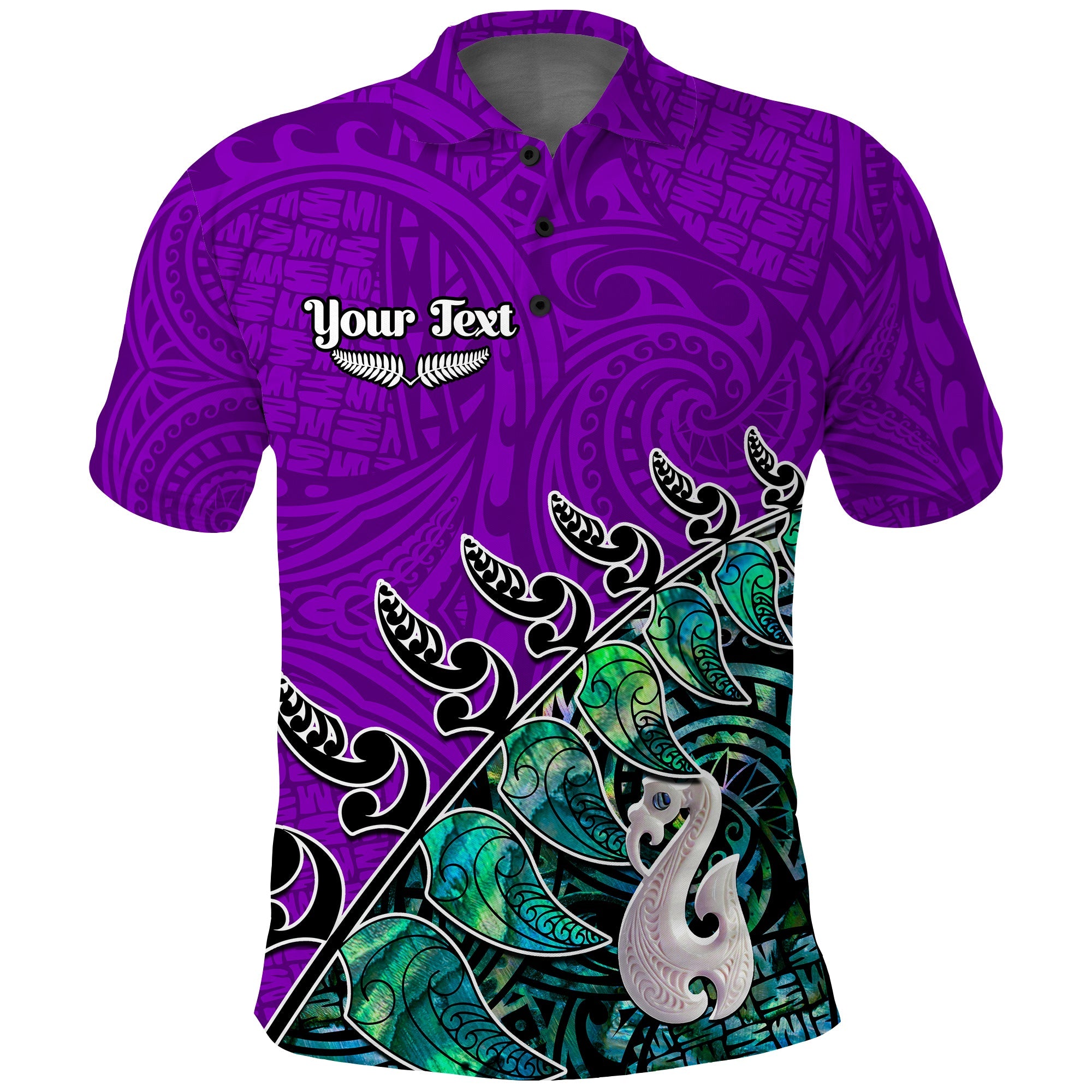 custom-personalised-new-zealand-maori-polo-shirt-fern-and-manaia-version-purple