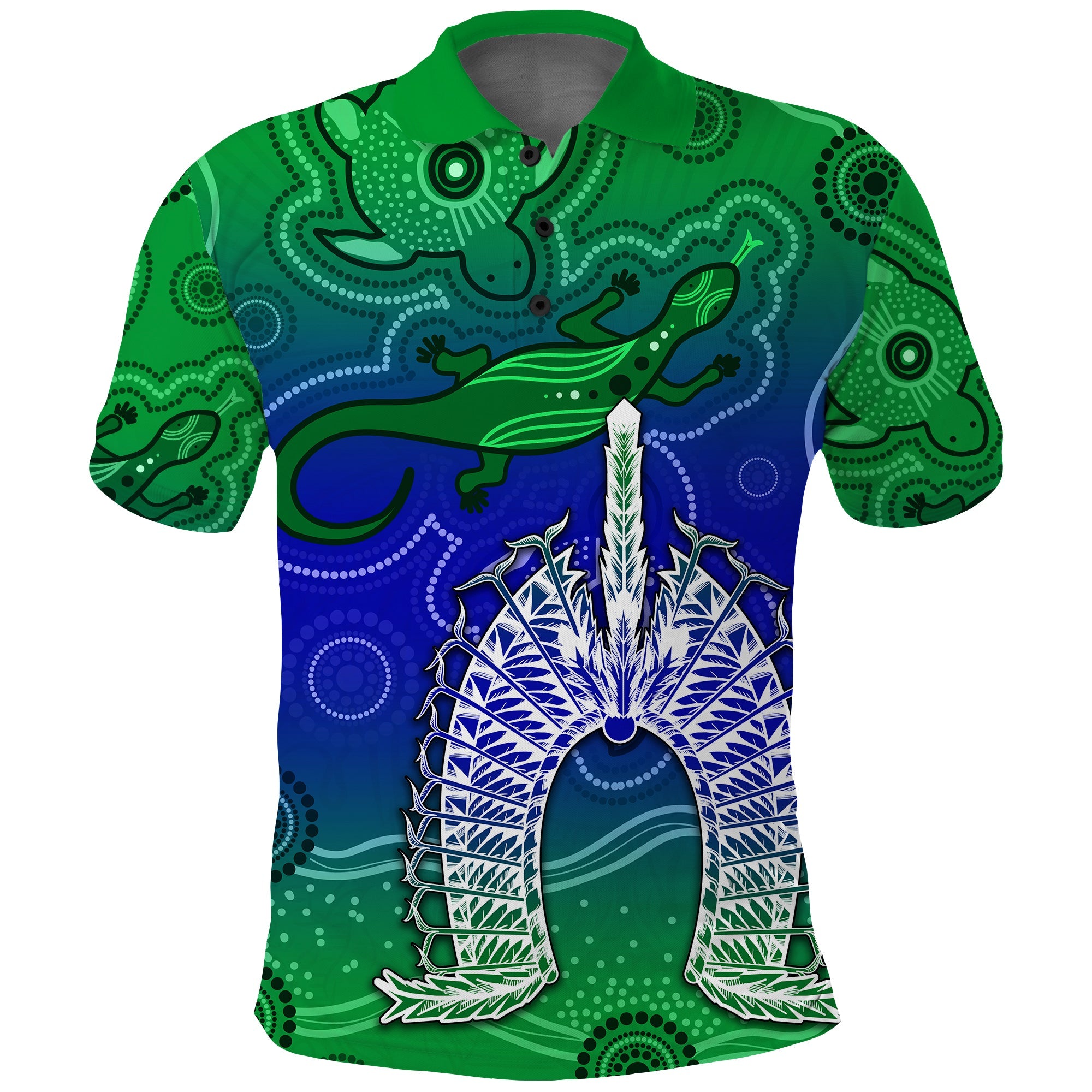 custom-personalised-torres-strait-islands-polo-shirt-aboriginal-art-lizard-symbol-peace