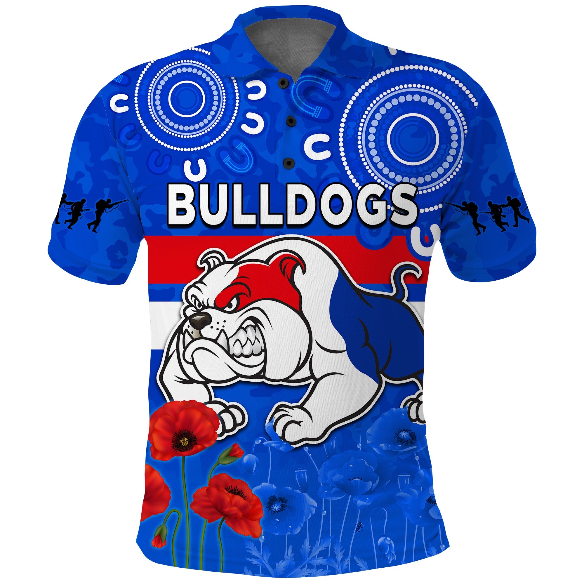 custom-text-and-number-bulldogs-anzac-2022-polo-shirt-western-dogs-aboriginal-poppy