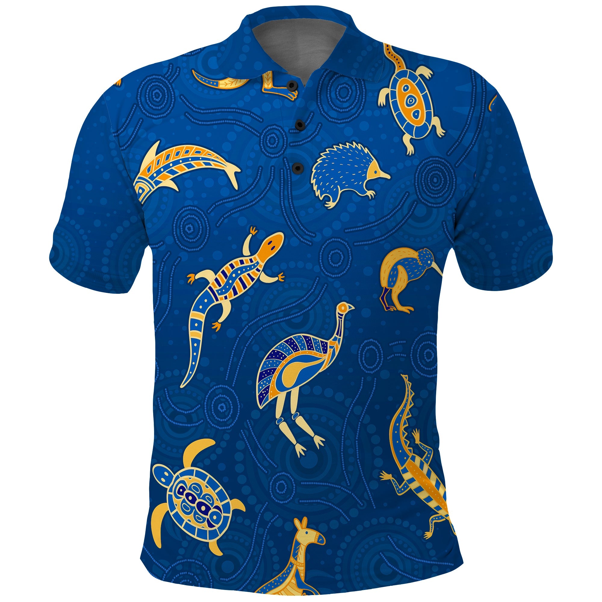 custom-personalised-aboriginal-art-polo-shirt-animals-australia-version-blue