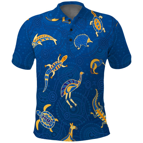 custom-personalised-aboriginal-art-polo-shirt-animals-australia-version-blue
