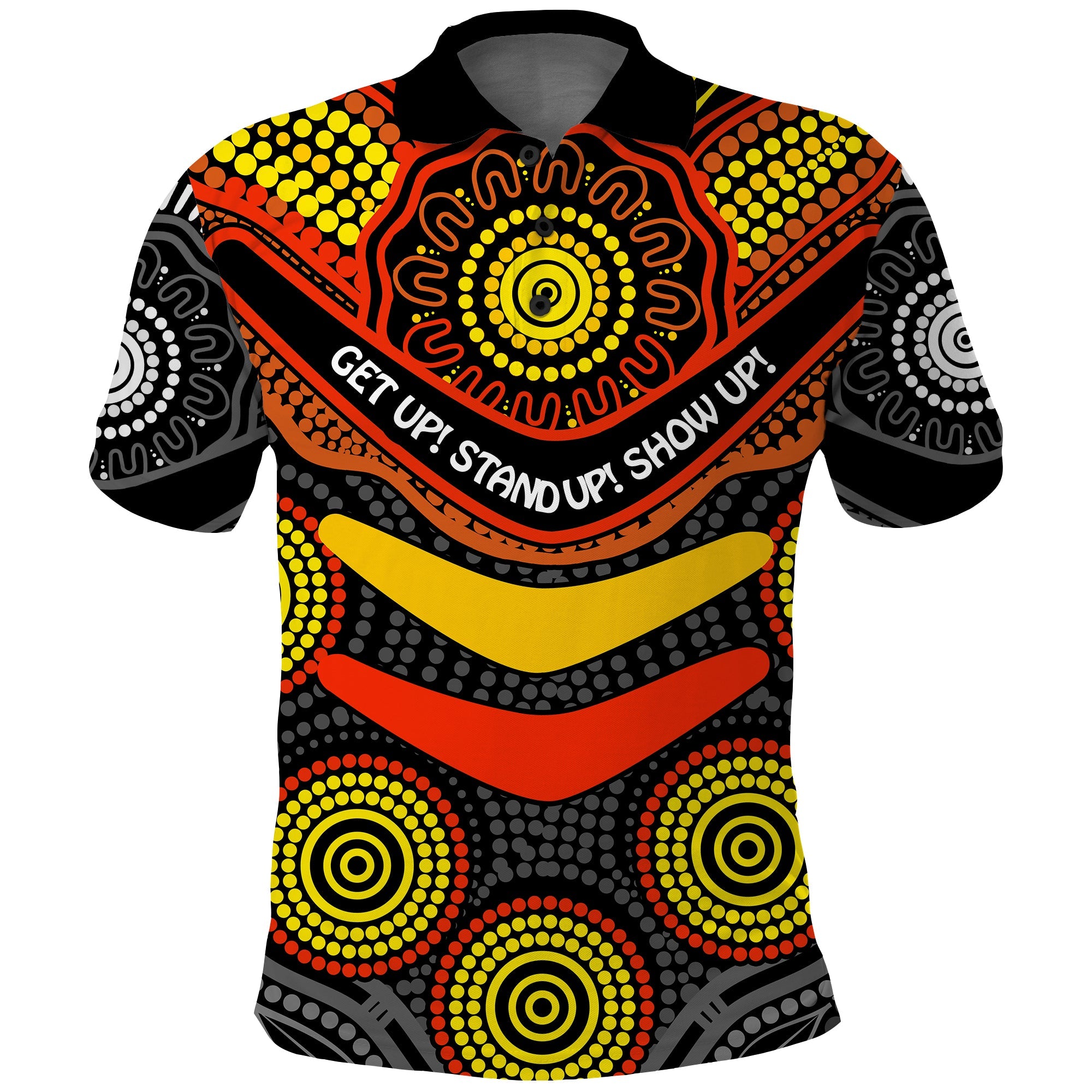 custom-personalised-naidoc-week-2022-polo-shirt-aboriginal-get-up-stand-up-show-up