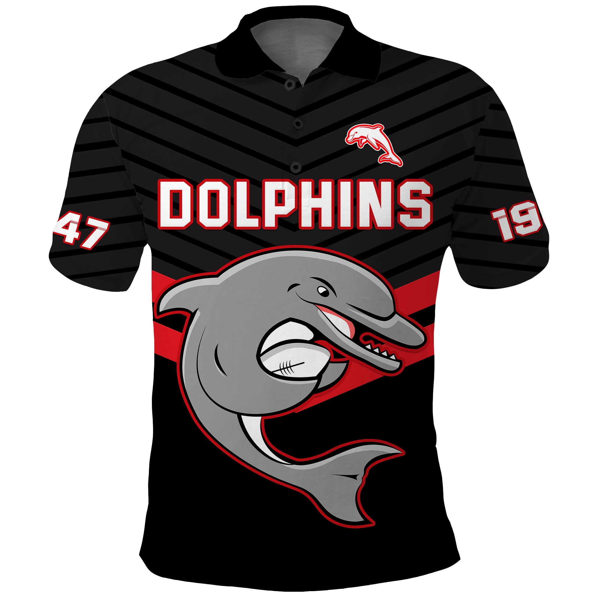 Custom Text And Number Dolphins Rugby Polo Shirt Sporty Style Ver.03 LT14