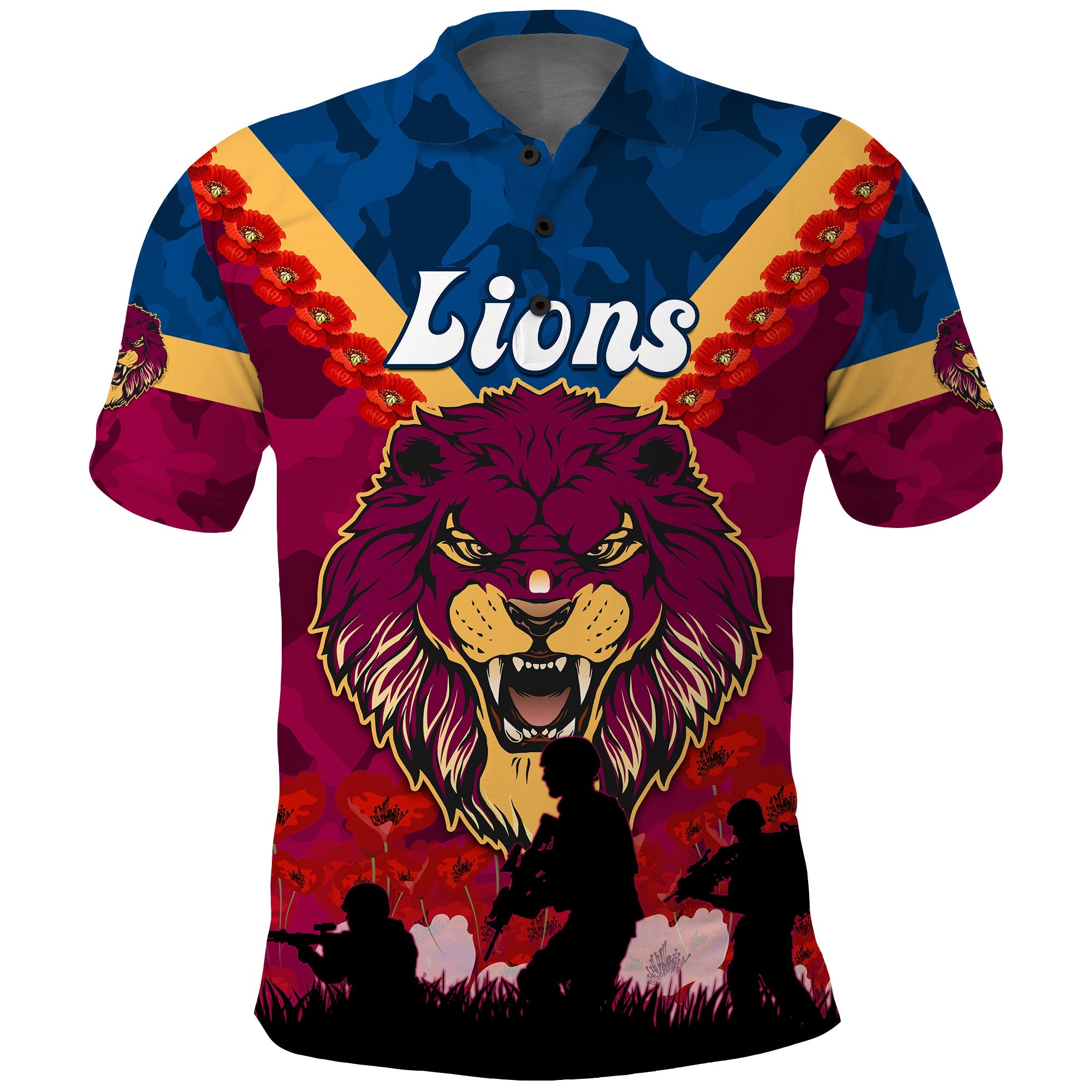 lions-anzac-2022-polo-shirt-brisbane-brissie-poppy-flowers