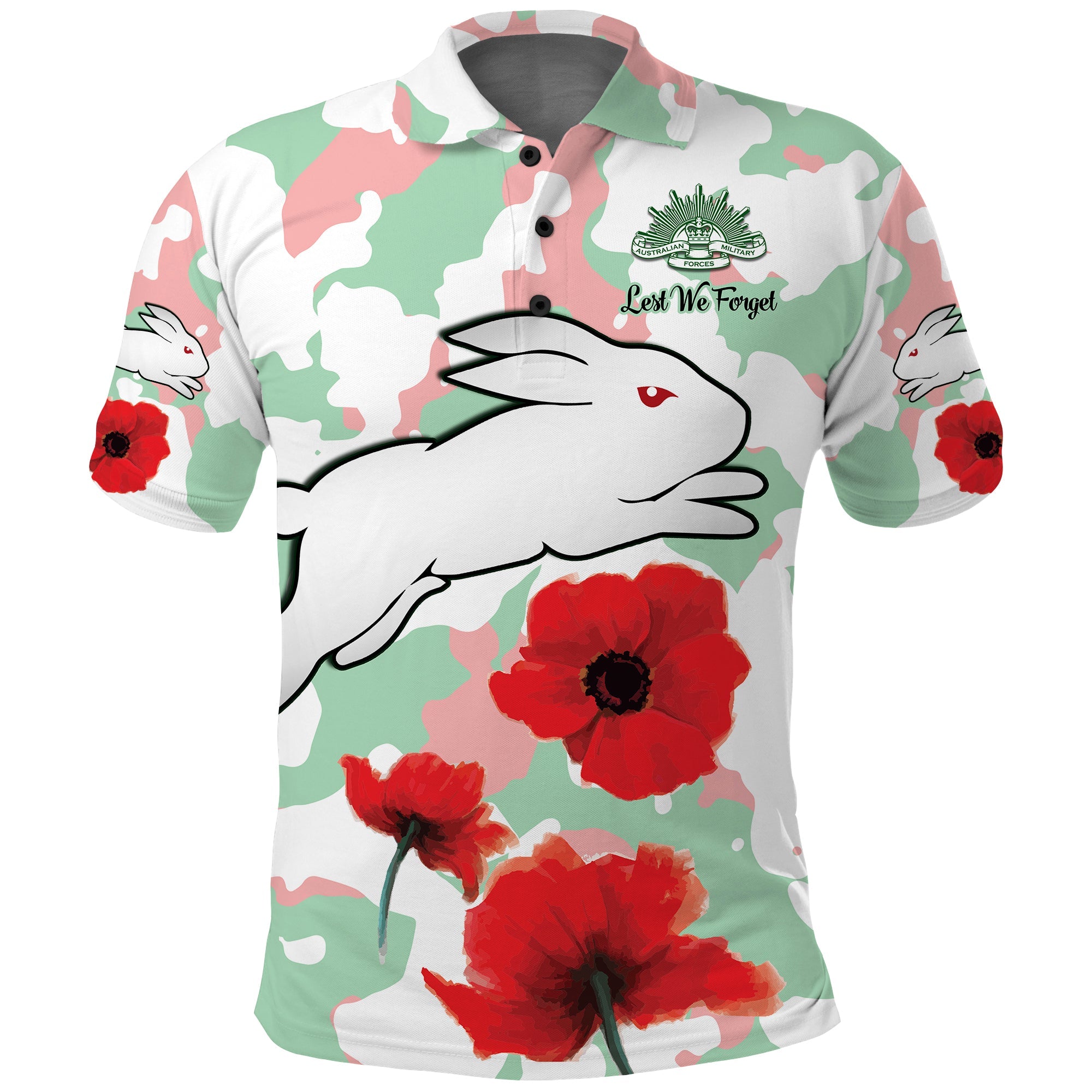 custom-personalised-rabbitohs-anzac-day-polo-shirt-poppies-aboriginal-proud-soldiers
