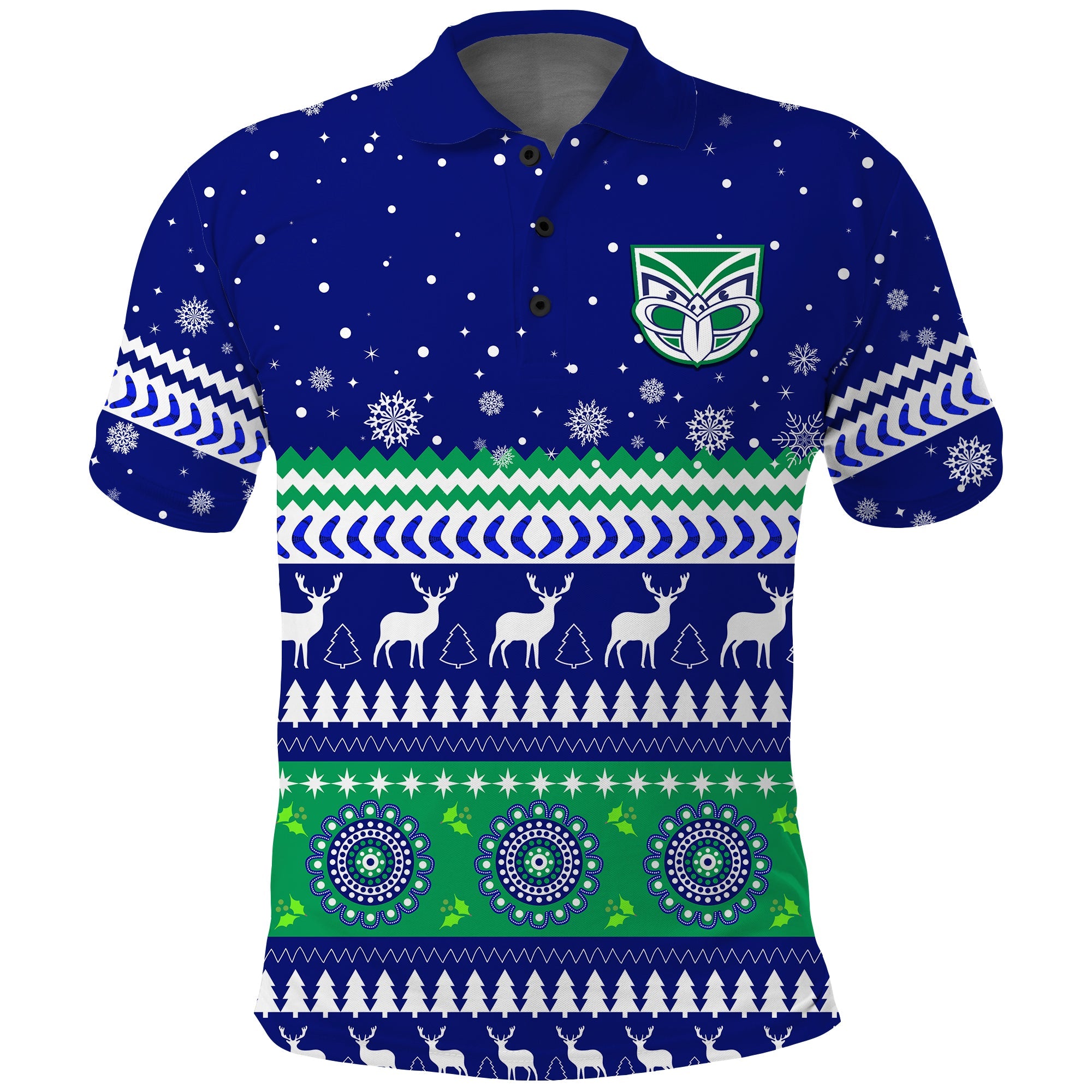 custom-personalised-warriors-polo-shirt-merry-christmas-new-zealand
