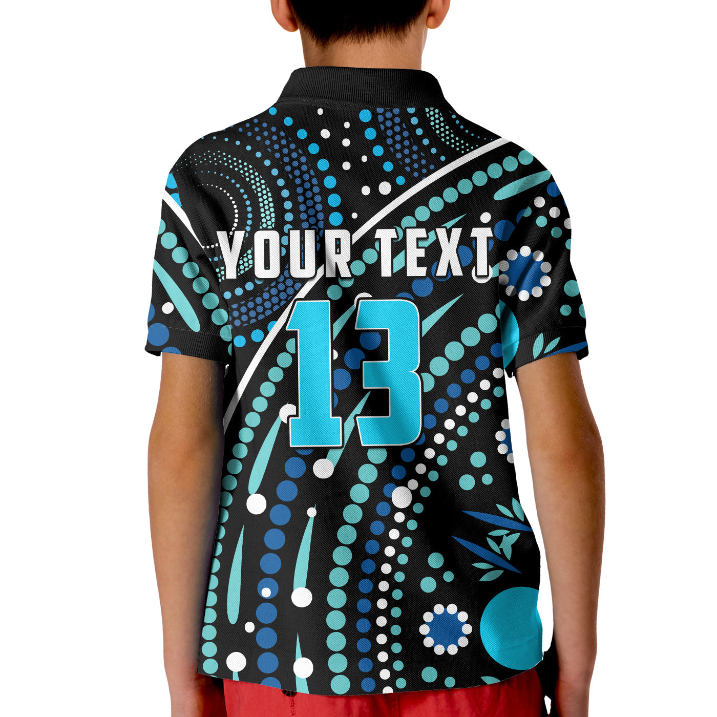 custom-text-and-number-aboriginal-polo-shirt-kid-river-of-life