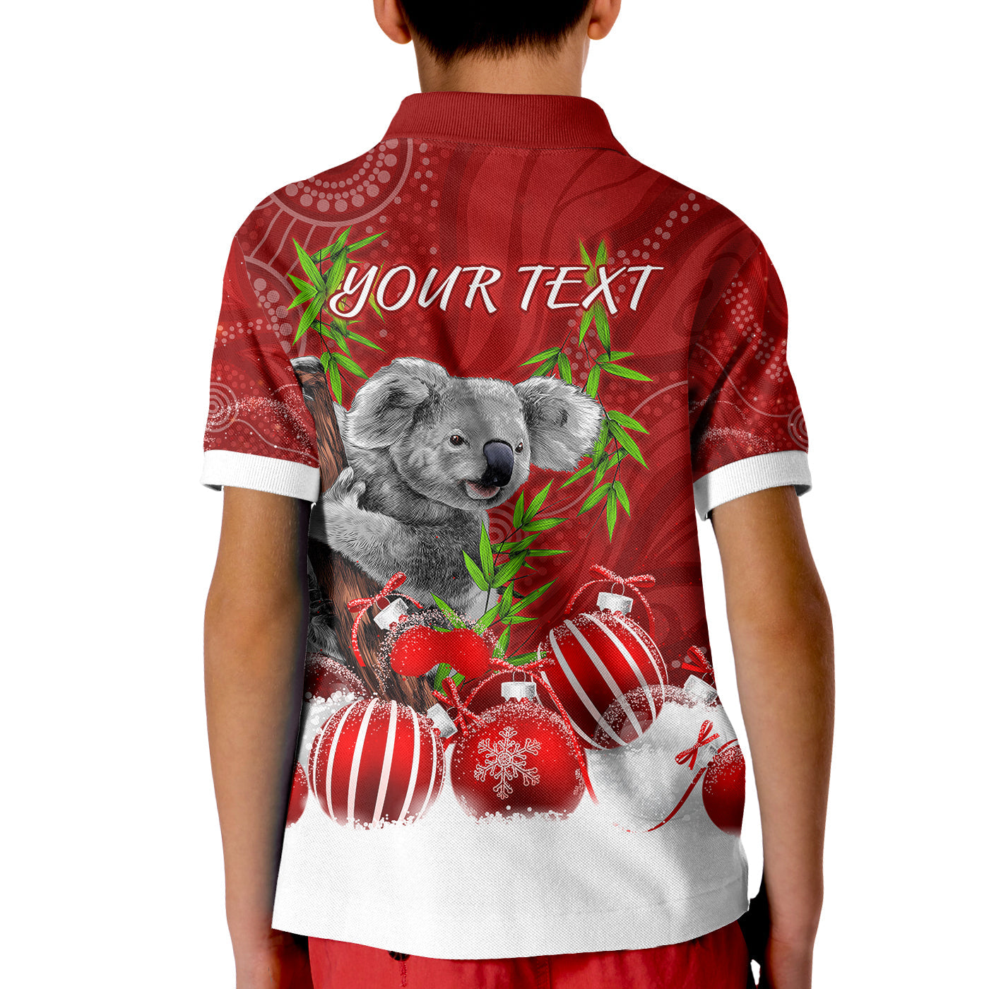 custom-personalised-australia-koala-aboriginal-polo-shirt-kid-merry-christmas