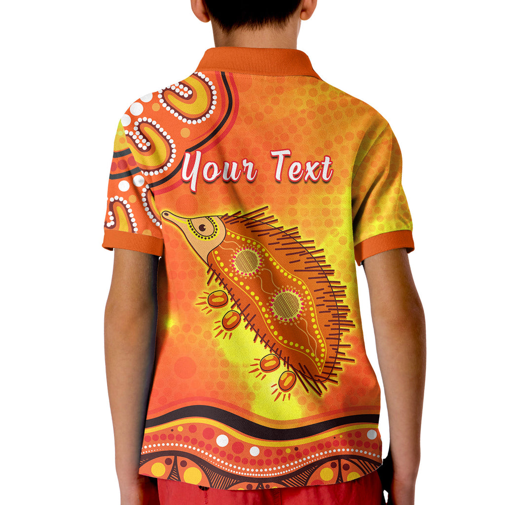 custom-personalised-echidna-aboriginal-polo-shirt-kid-australian-animal