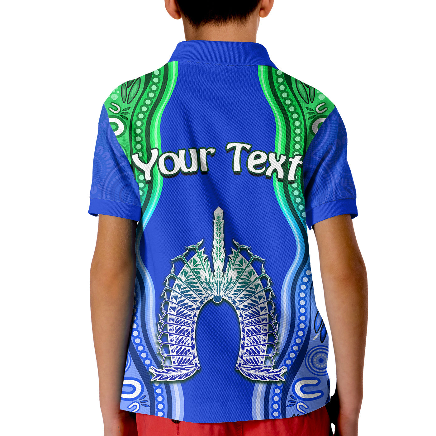 custom-personalised-torres-strait-islands-polo-shirt-kid-the-dhari-mix-aboriginal-turtle-version-blue