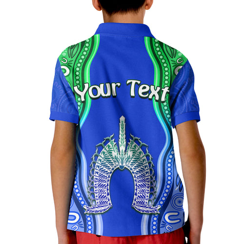custom-personalised-torres-strait-islands-polo-shirt-kid-the-dhari-mix-aboriginal-turtle-version-blue
