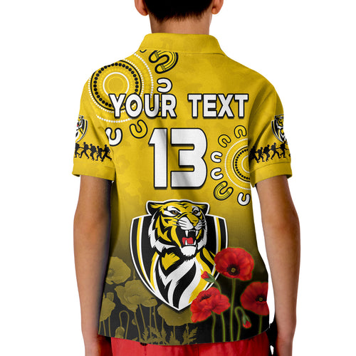 custom-text-and-number-richmond-anzac-2022-polo-shirt-kid-tigers-aboriginal-poppy