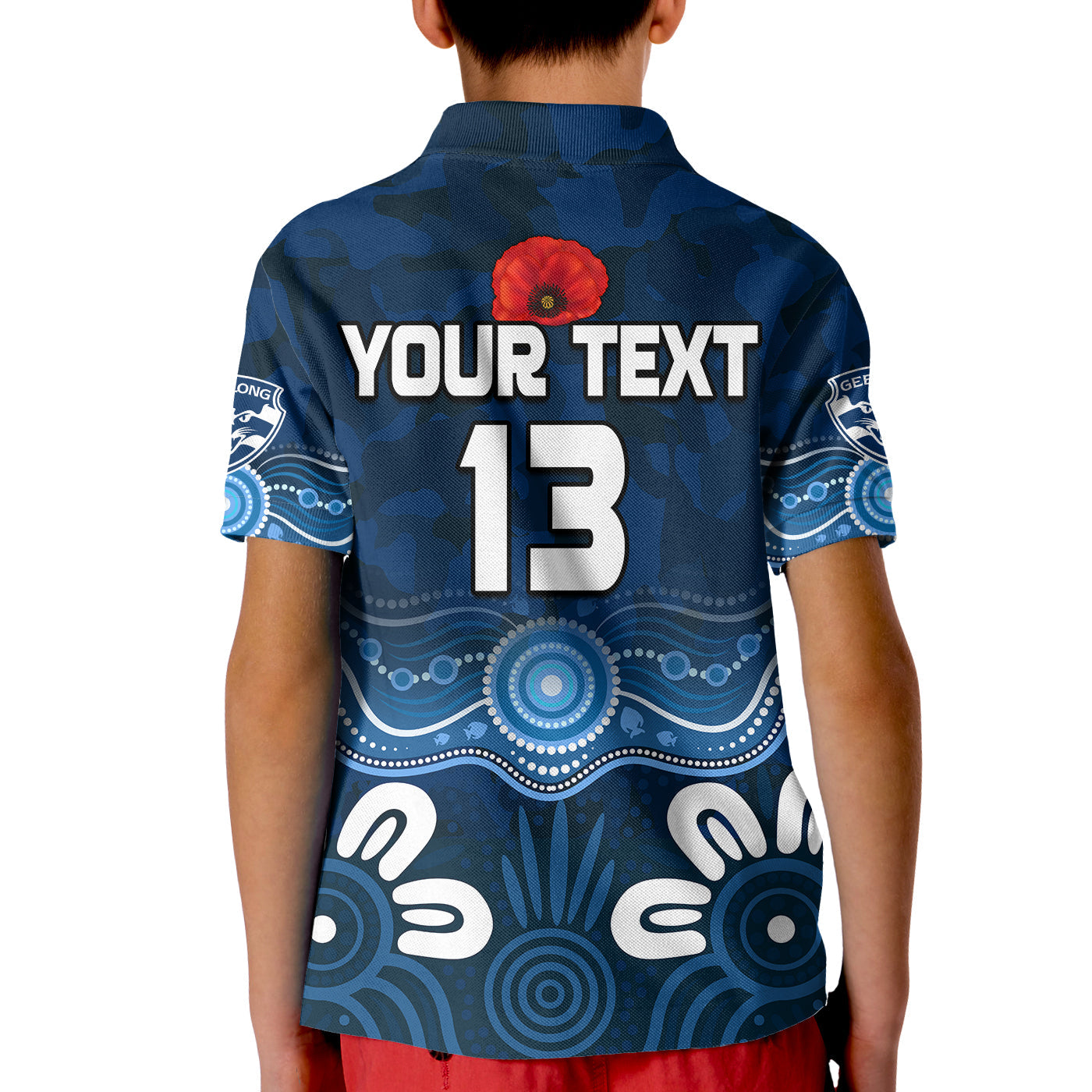 custom-text-and-number-cats-anzac-2022-polo-shirt-geelong-football-aboriginal-poppy