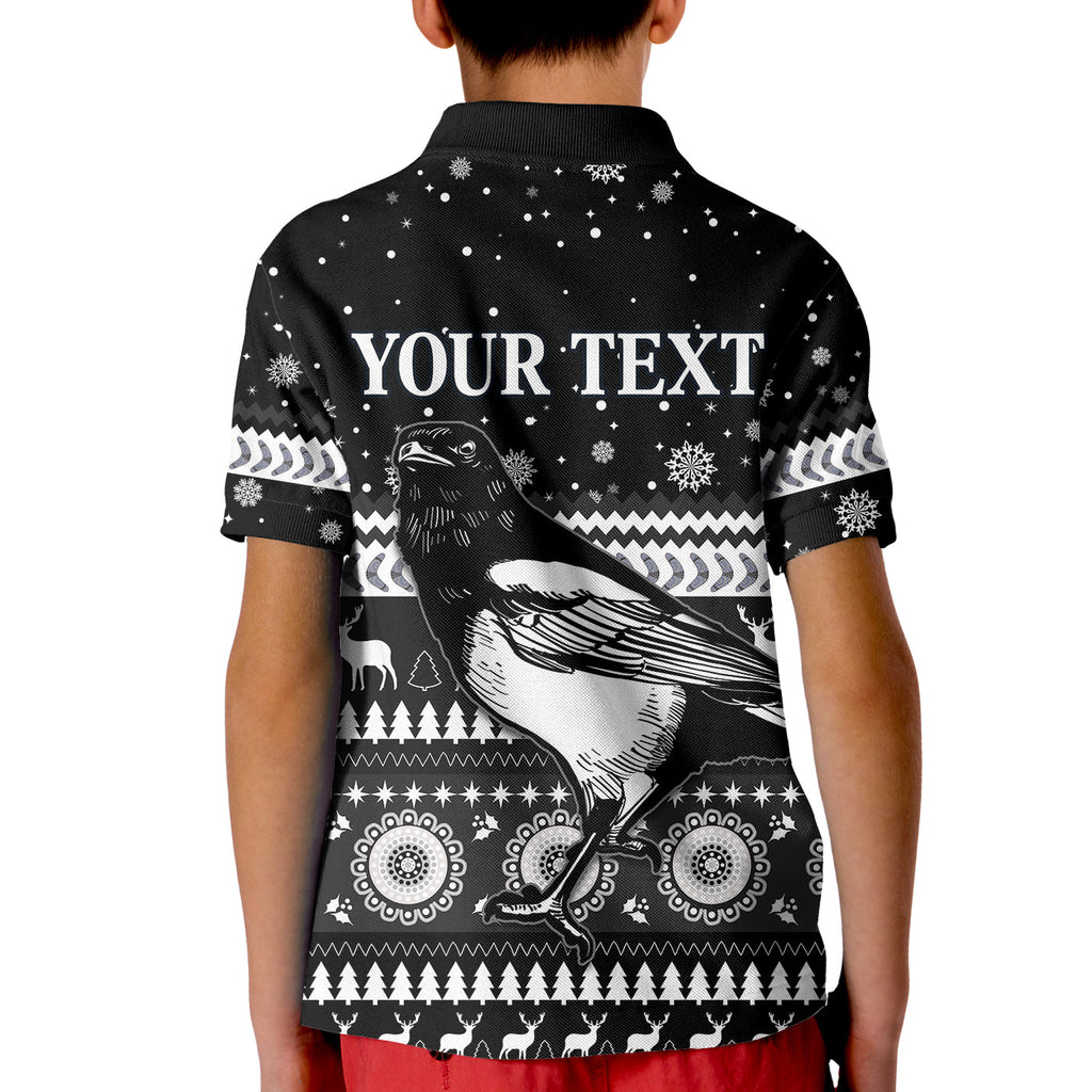 custom-personalised-magpies-christmas-polo-shirt-kid-indigenous-collingwood-football