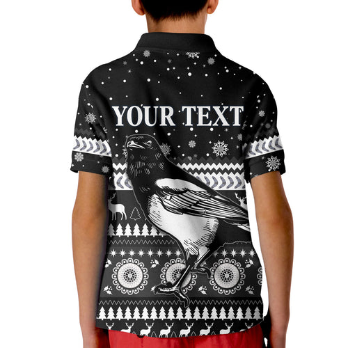 custom-personalised-magpies-christmas-polo-shirt-kid-indigenous-collingwood-football
