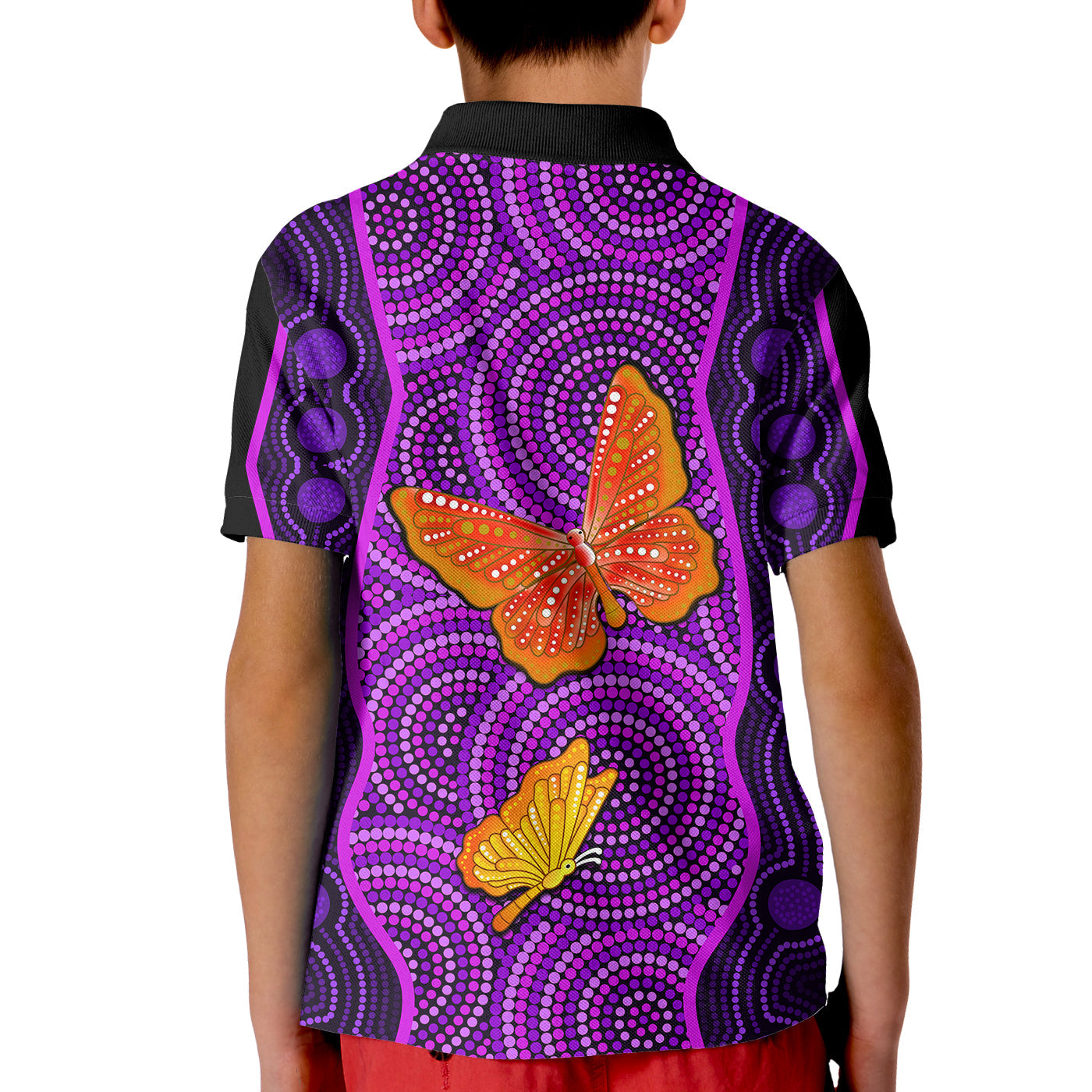 aboriginal-dot-polo-shirt-kid-butterfly-natural-beauty