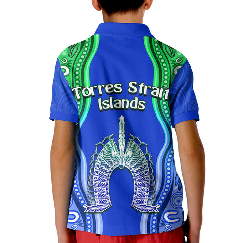 torres-strait-islands-polo-shirt-kid-the-dhari-mix-aboriginal-turtle-version-blue