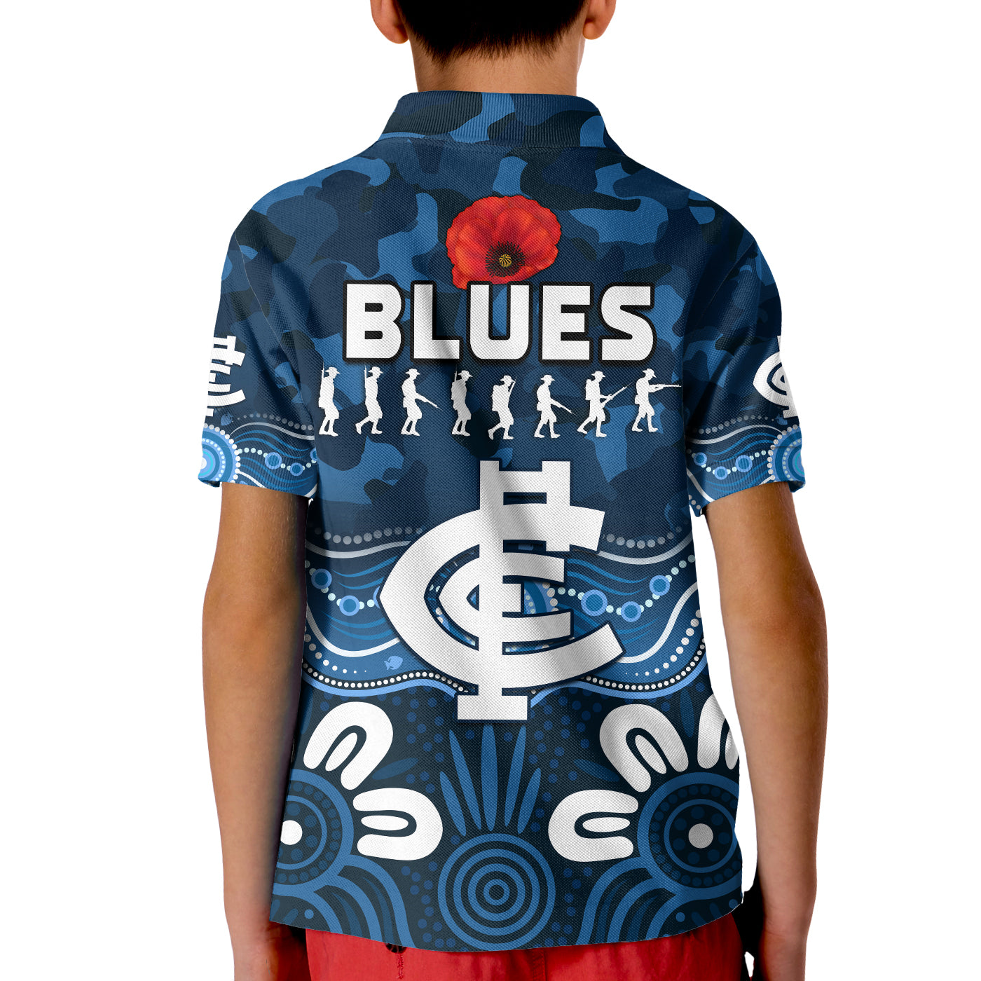 blues-anzac-2022-polo-shirt-kid-carlton-football-aboriginal-poppy