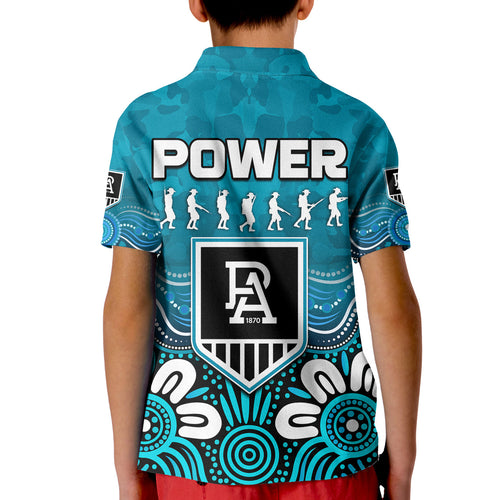 power-anzac-2022-polo-shirt-kid-port-adelaide-aboriginal-remember-them