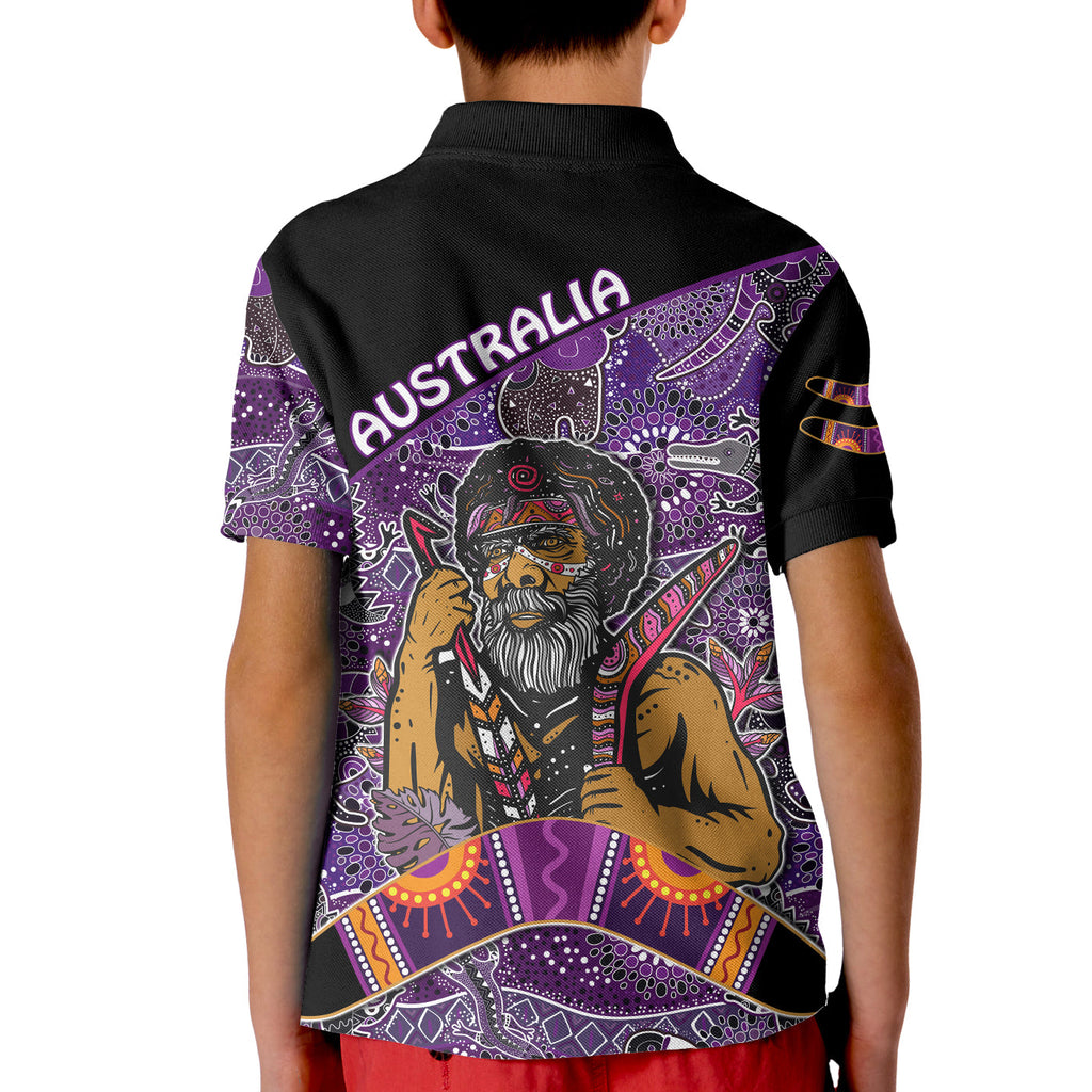 australian-boomerang-polo-shirt-kid-indigenous-australia-purple-graceful