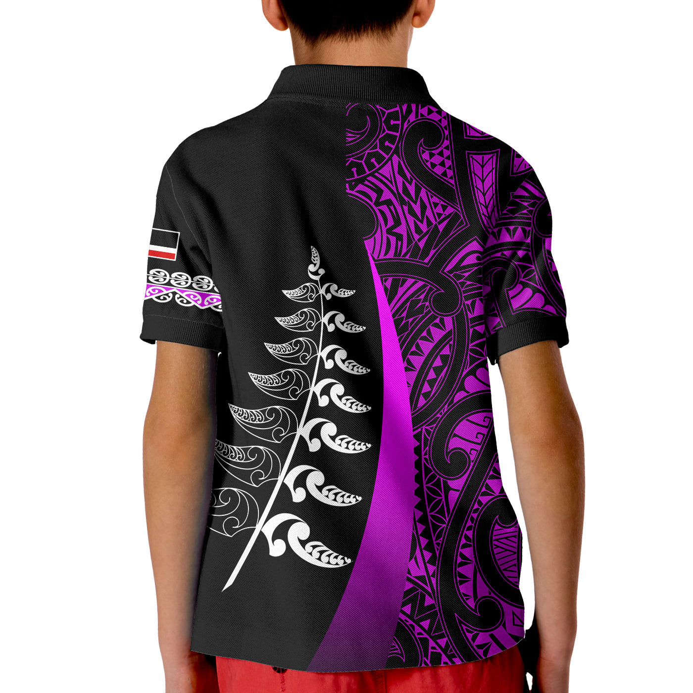 custom-personalised-waitangi-day-polo-shirt-maori-mix-fern-style-purple
