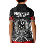 custom-personalised-magpies-anzac-2022-polo-shirt-kid-collingwood-football-aboriginal-poppy-flowers