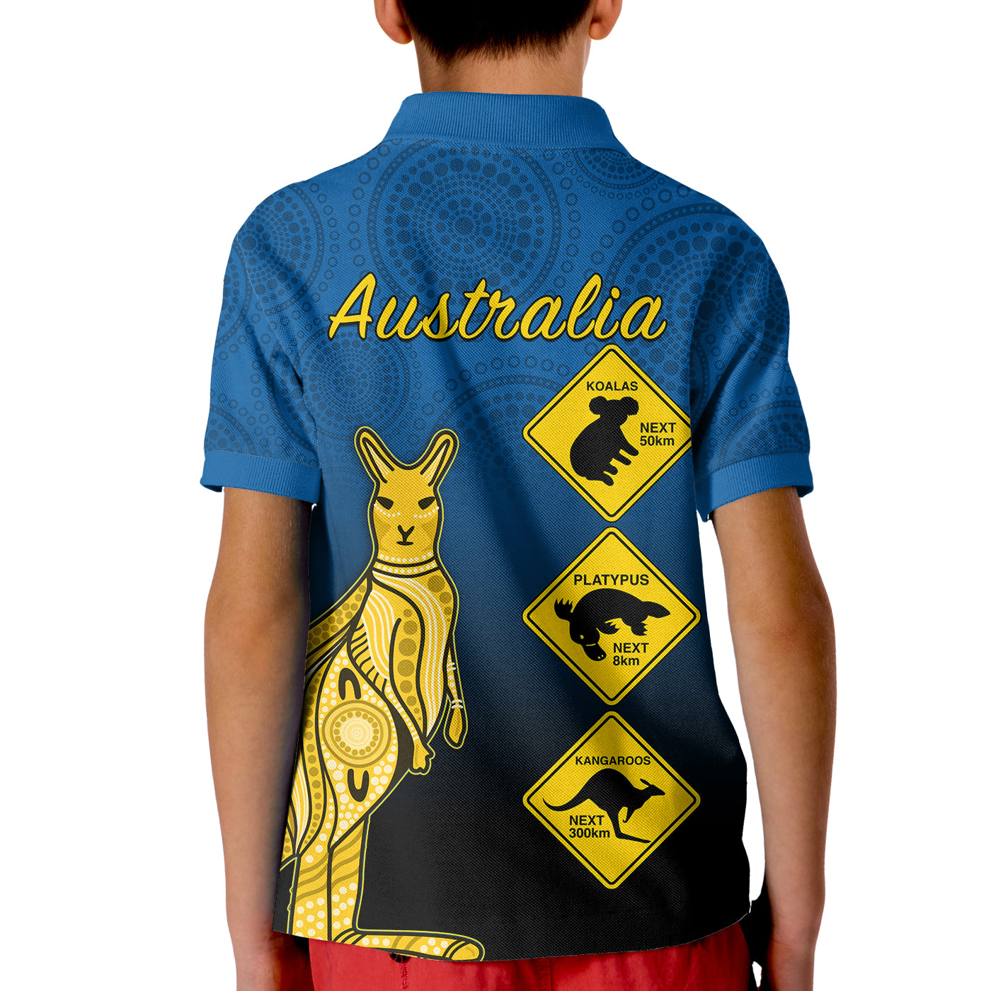 custom-personalised-australia-kangaroo-polo-shirt-kid-road-signs-aussie-aboriginal