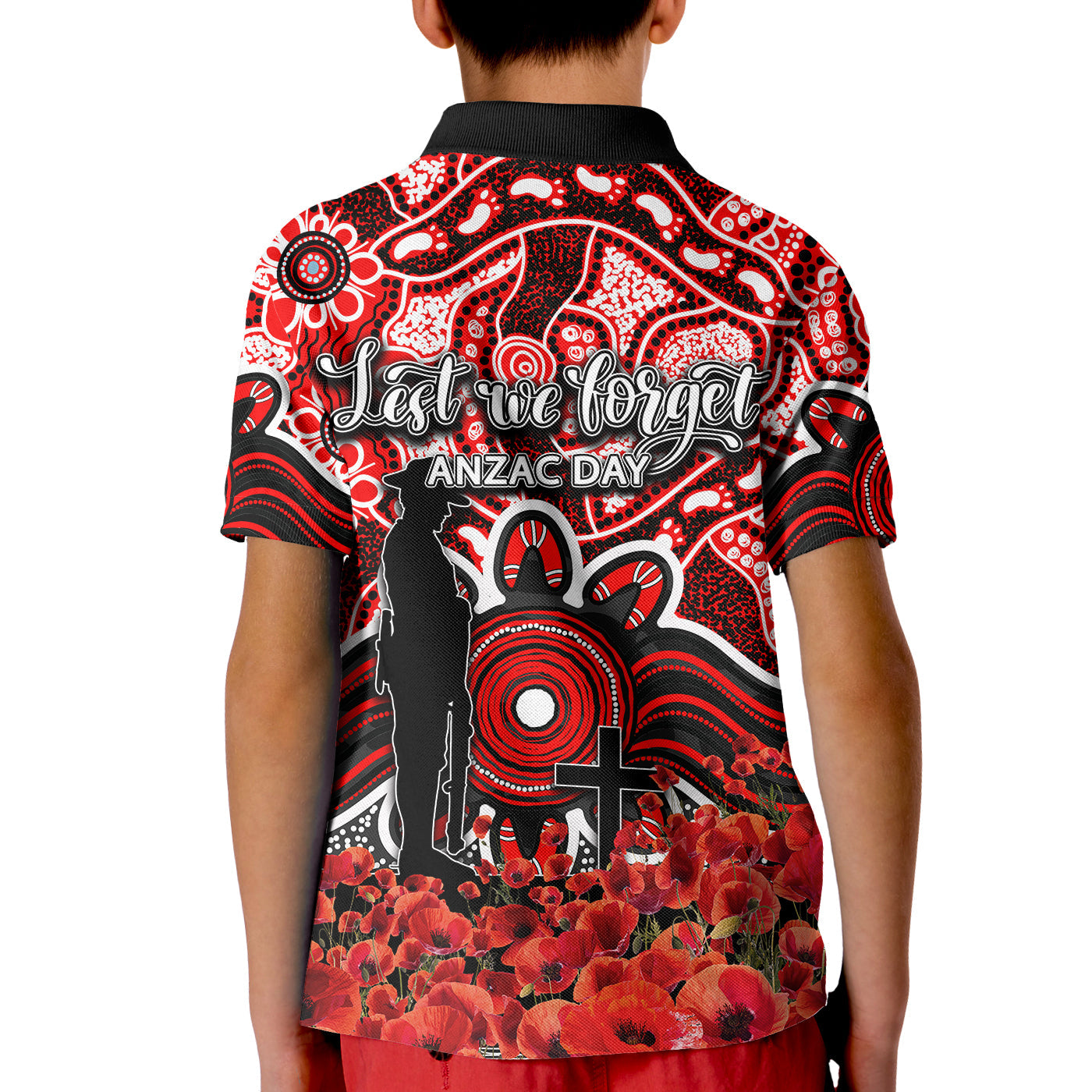 st-george-dragons-polo-shirt-kid-anzac-day-poppy-flowers-with-aboriginal
