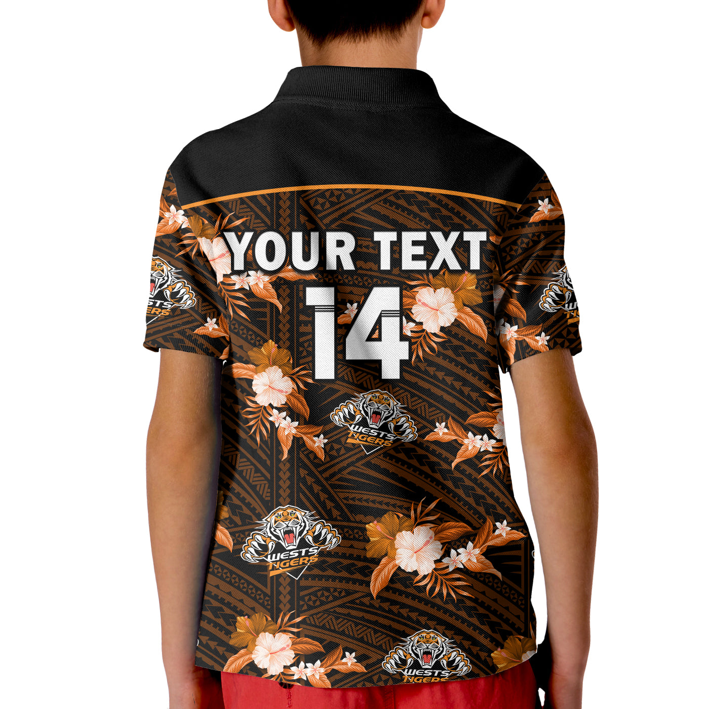 (Custom Text And Number) Wests Tigers Rugby Polo Shirt Polynesian Tribal Mix Tropical Hawaiian Style LT14