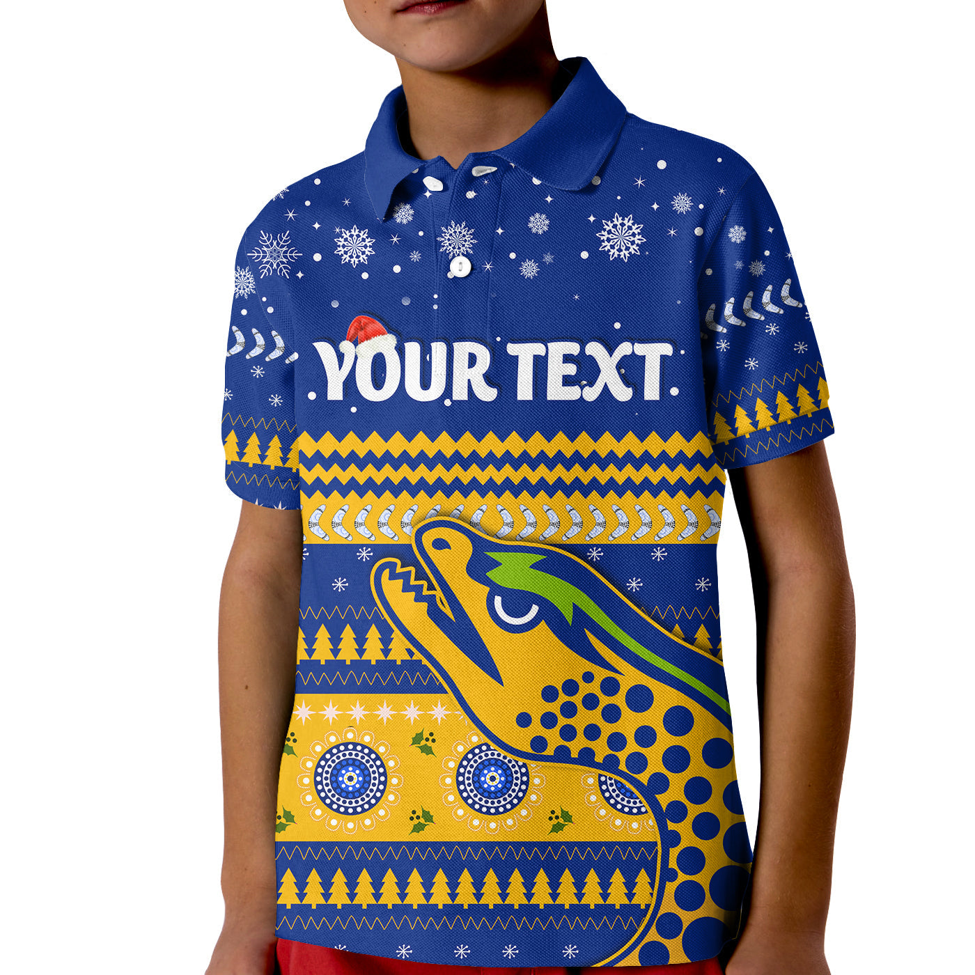 custom-personalised-eels-unique-polo-shirt-kid-merry-christmas-parramatta