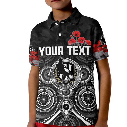 custom-personalised-magpies-anzac-2022-polo-shirt-collingwood-football-aboriginal-poppy-flowers