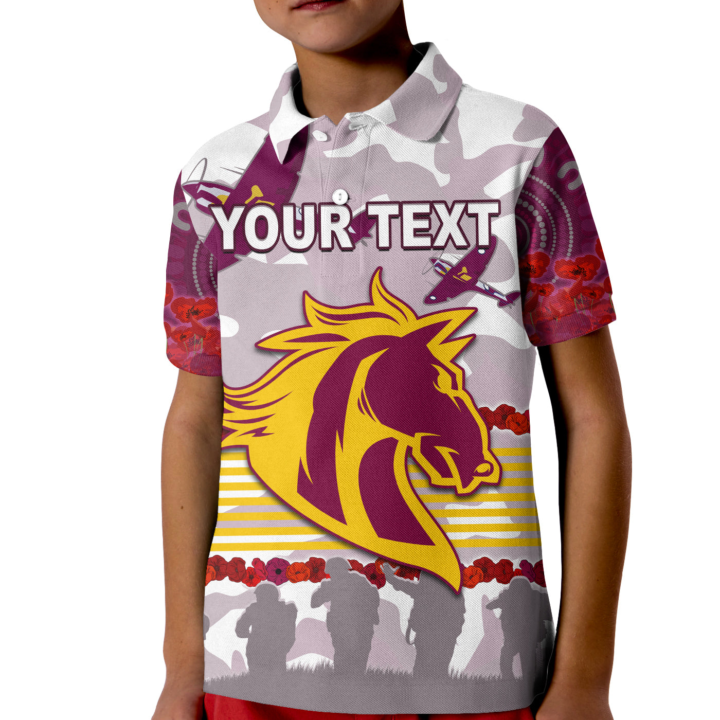 custom-personalised-broncos-anzac-day-polo-shirt-kid-aboriginal-lest-we-forget-ver-02