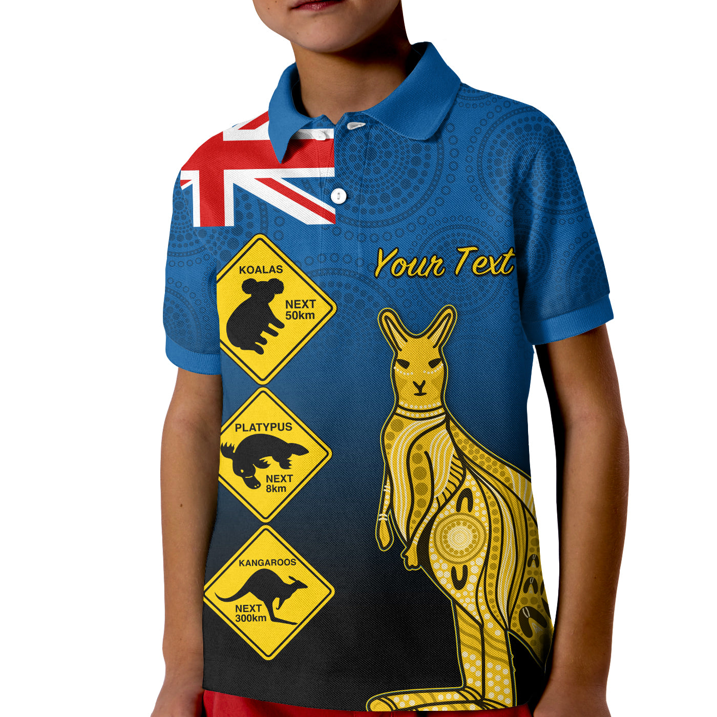 custom-personalised-australia-kangaroo-polo-shirt-kid-road-signs-aussie-aboriginal