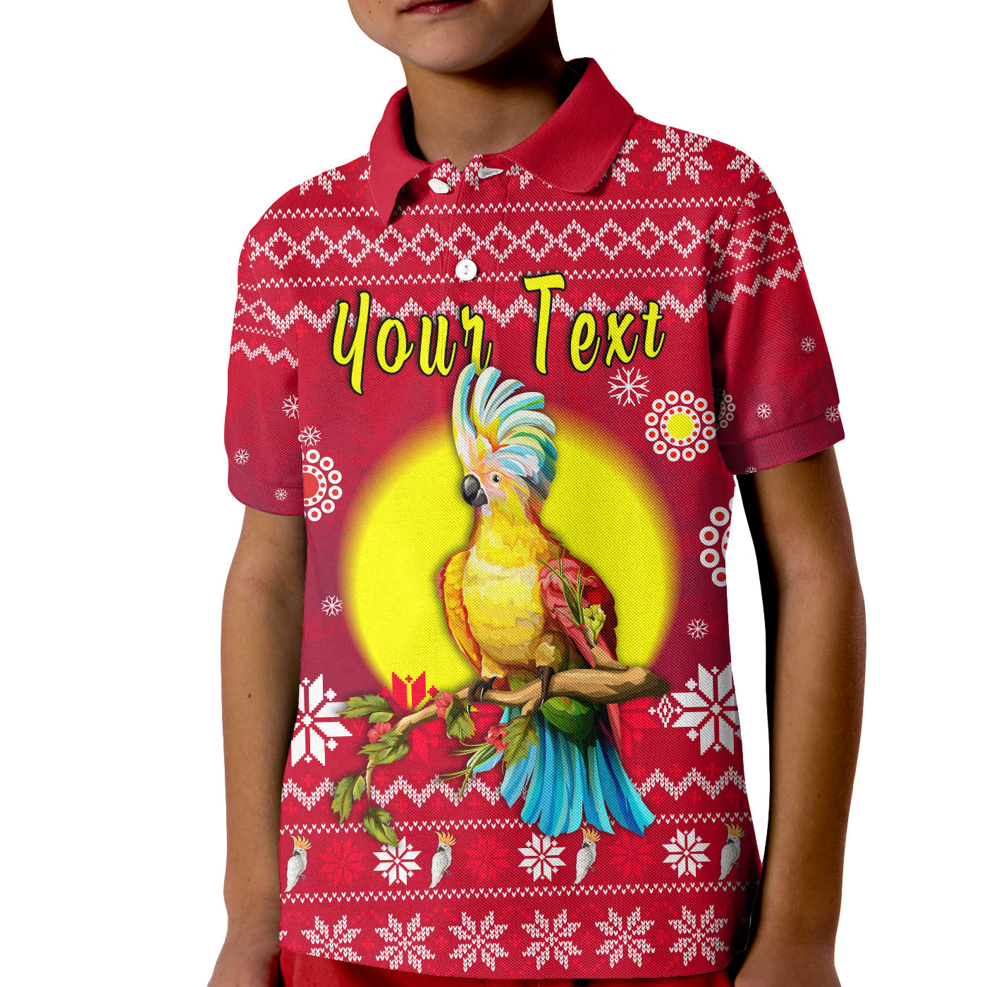 custom-personalised-australia-christmas-polo-shirt-kid-be-loved-cockatoo