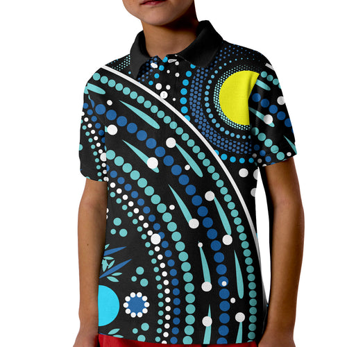 custom-text-and-number-aboriginal-polo-shirt-kid-river-of-life